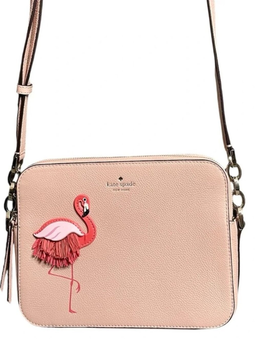 Kate Spade By the Pool Flamingo Novelty Triple Compartment Pink Crossbody Bag